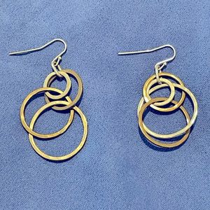 Brass and silver cascade circle earrings